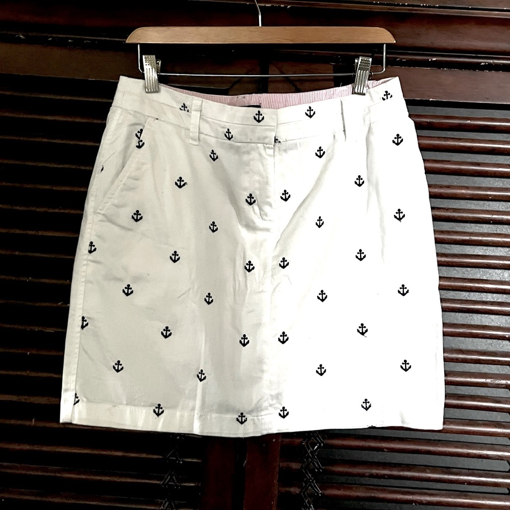4 White Embroidered Navy Anchors Skirt Nautical Preppy